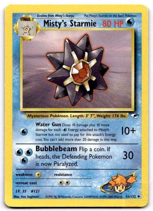 Misty's Starmie 56/132 Uncommon Gym Heroes Pokemon Unlimited Moderately Played