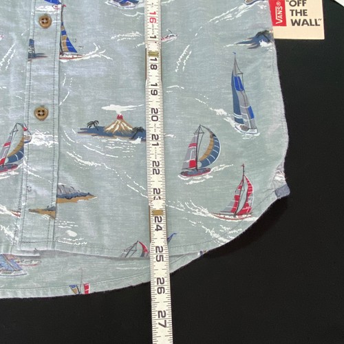 Vans Boys Gray Button Down Short Sleeve Shirt Size Large - Picture 5 of 16