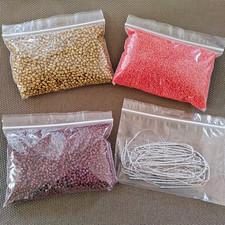 2.5 lbs Lot Seed Short Bugle Tube Beads Red Brown Bronze Silver Tones abt. 3-5mm