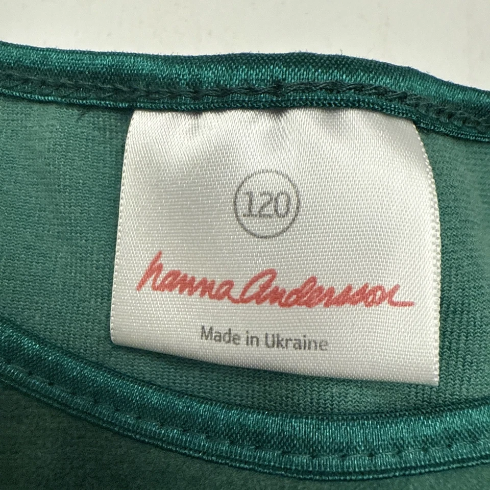 Hanna Andersson Meninas 6 Vestido de Veludo Love 2 Giros Camadas Verde Feriado Natal - Imagem 4 de 4