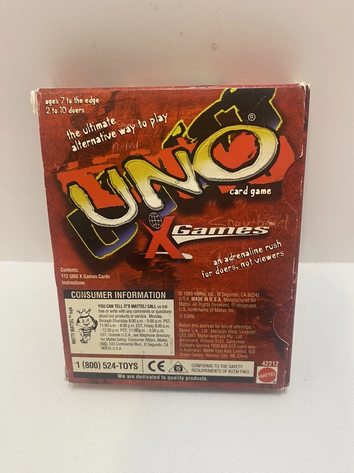 UNO X GAMES *Rare* Collectible Cards Games VTG 1999 ESPN XGames Mattel - Image 2 of 4