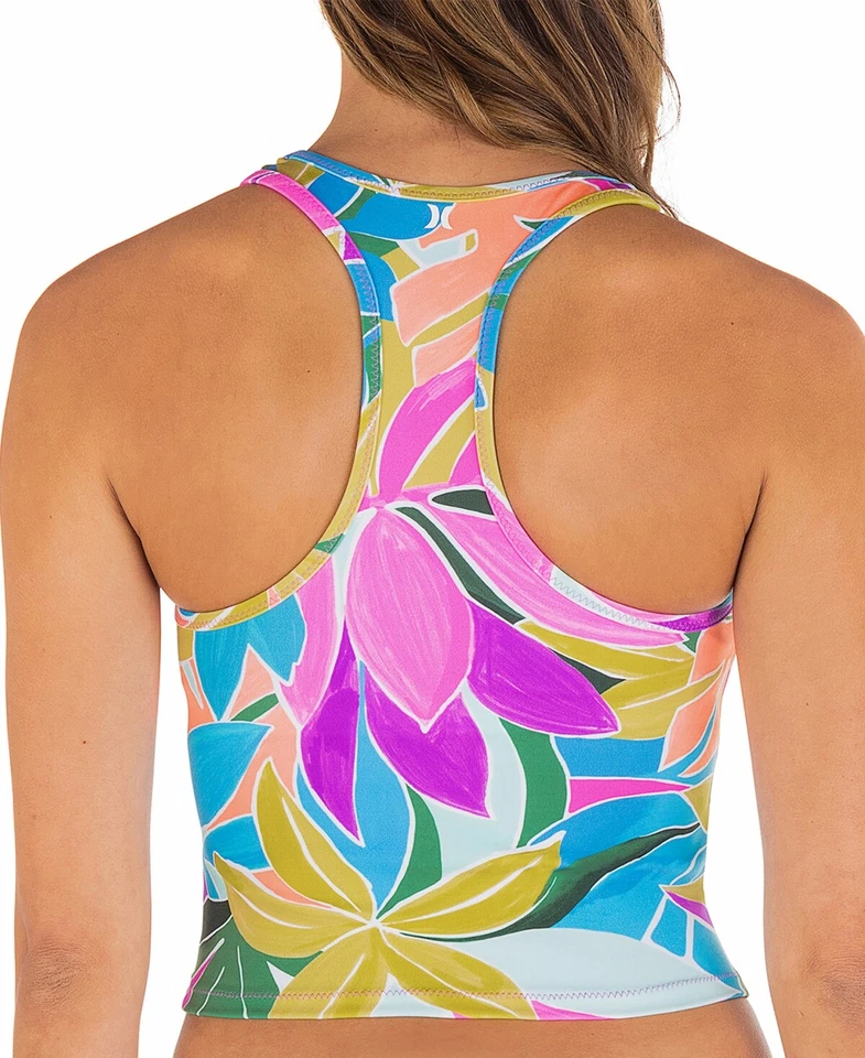 Hurley Women's Juniors' Mas Isla Racerback Tankini Top Swimwear Multi Size XS - Image 2 of 2