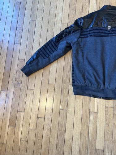 Robert Phillipe New York Herren schwarze Kunstlederjacke Large Bomber - Bild 10 von 16