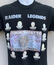 Vintage NFL Raider Raiders Legends T-Shirt Black Silver Single Stitch M USA Made