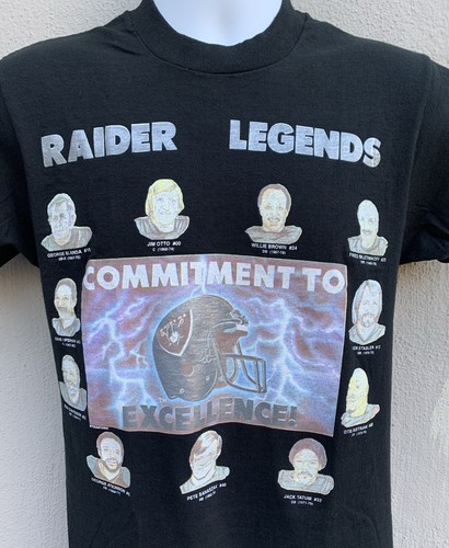 Vintage NFL Raider Raiders Legends T-Shirt Black Silver Single Stitch M USA Made - Afbeelding 1 van 8