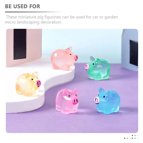 30PCS Mini Pig Resin Animal Charm Ornaments Glow in The Dark Decor DIY Craft Toy - Picture 9 of 13