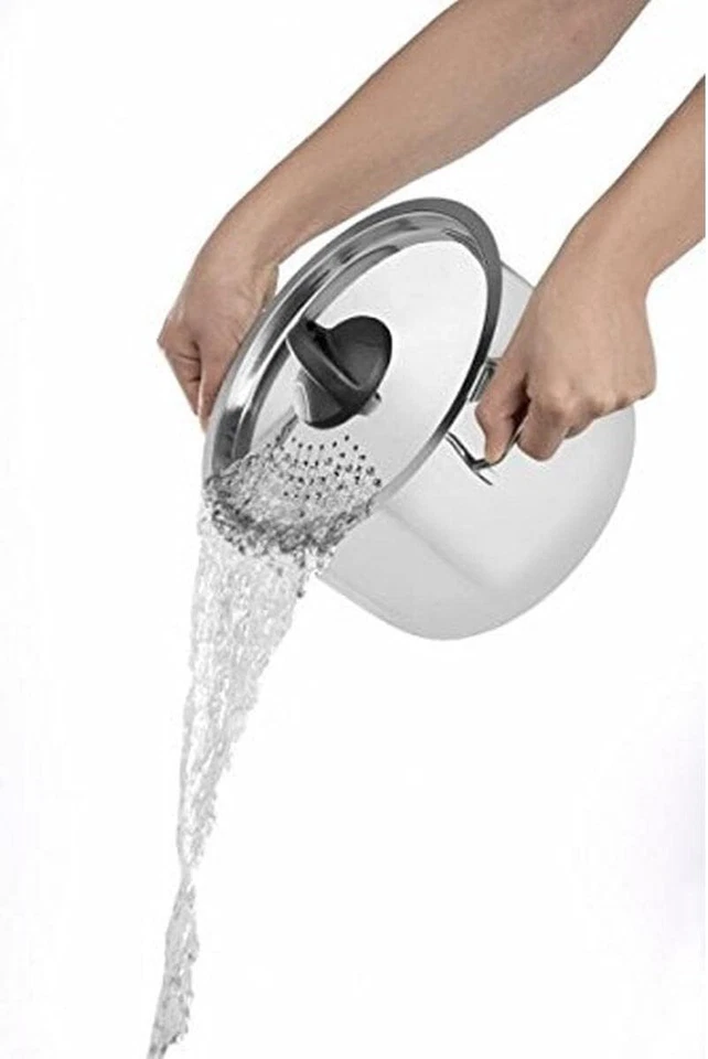 Pentola  Con Coperchio Scolapasta Acciaio Inox 18/10, Argento, 5.5 + Litri - Immagine 2 di 4