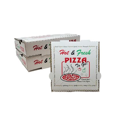 50 Pack Pizza Box 4 Color Print Hot & Fresh Pizza - Base Color White (18'' x 1...