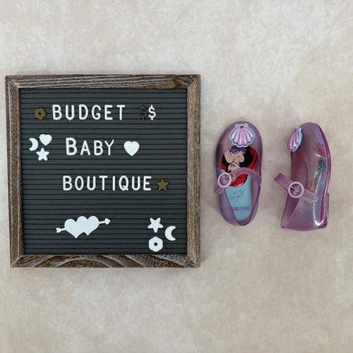 MINI MELISSA Disney Little Mermaid Purple Seashell Shoes Size 6 Toddler EUC