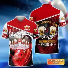 My Drinking Team Bowling Ball 3D Polo Shirt, Gift For Bowler, Men's Polo Shirt,