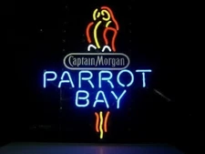 Captain Morgan Rum Parrot Bay 20"x16" Neon Sign Light Lamp Bar Club Real Glass