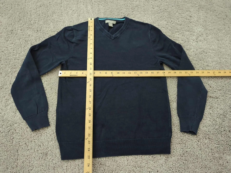 Suéter Pullover Grayson & Dunn Para Hombre Pequeño Azul Cuello en V 100% Algodón Tejido Informal Foto 3 de 4