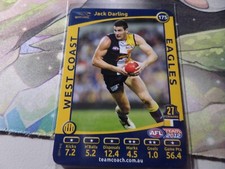 WEST COAST EAGLES - JACK Darling HAND SIGNED AFL 2012 TEAMCOACH CARD