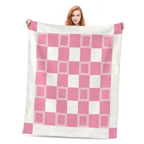 Checkered Blanket Plaid Throw Blanket Soft Cozy Throw 50"x60" Pink Checkered