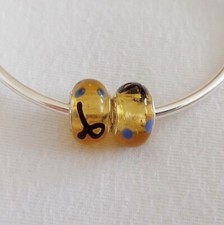  ANHÄNGER Großlochperle Acryl honig 925 silber NEU fürs Sammelarmband Bead