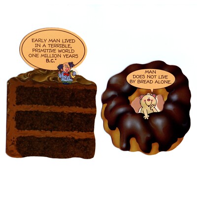 LOT OF 2 Vintage HALLMARK Cards + Envelopes, Funny Bread Alone Chocolate Cake