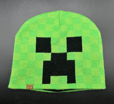 JINX Minecraft Green Creeper Face Knit Beanie Kids One Size