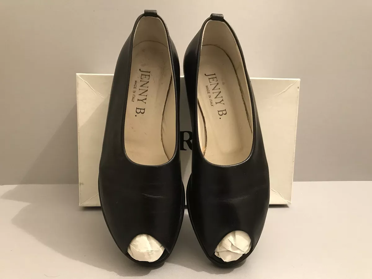 Varda Jenny B Ladies Open Toe Shoes Black Size 6 Excellent