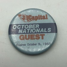 1983 Vtg Capital Speedway October Nationals Guest Pass Badge Button Pinback Q1