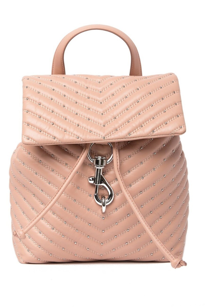 $348 Rebecca Minkoff Edie Quilted Studded Leather Flap  display picture 3