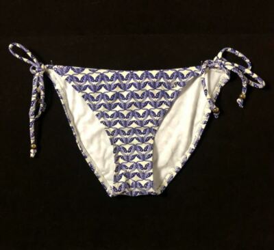 French Connection Antique Butterfly String Bikini Bottom, Purple, XS or Small 