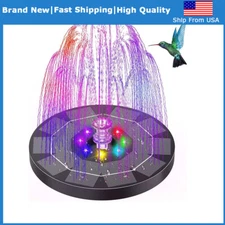 Solar Fountain Pump Bird Bath Solar Power Glass Panel 6 LED Light for Pond Decor
