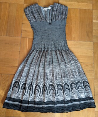 Kleid tailliert Party Sommer Gr. 34 Max Studio Anthrazit mit Silber