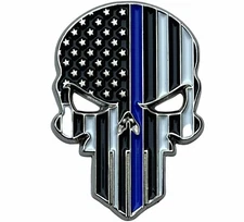 Blue Line Skull Hat or Lapel Pin PMS2267 F5D22R