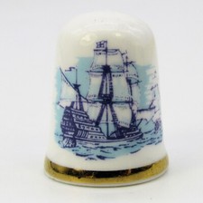 CAVERSWALL COLLECTABLE THIMBLE VICTORY OVER THE SPANISH ARMADA 1588 - 1988