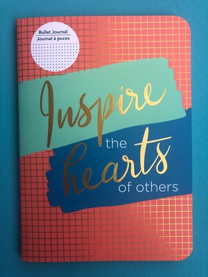 Cute Colorful Orange Bullet Dot Journal Book w/Inspirational Quote approx 5''x7''