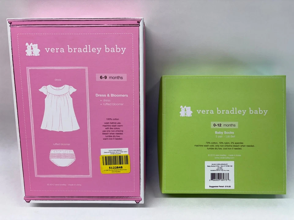 VERA BRADLEY BEBÉ Niño Pequeño "Lilli Bell" Vestido Columpio Bloomers 6-9 meses/Calcetines Bebé Foto 4 de 4