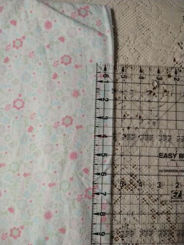 Floral Flannel Fabric Ditsy Pink Flowers Rosebuds Floral 21x44 - Picture 2 of 3