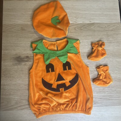 Baby 3-6 Months Pumpkin Costume Halloween Fall Hat Booties