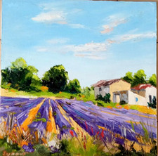 LES LAVANDES VILLAGE DE SAULT TABLEAU PEINTURE PARIS JUMEAUX JEAN PIERRE