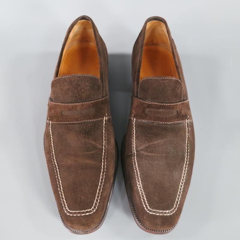 SUTOR MANTELLASSI Size 8 Brown Suede Penny Loafers | eBay display picture 1