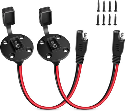2 Pack 12AWG SAE Power Socket Sidewall Port Quick Connect Flush Mount Connector 