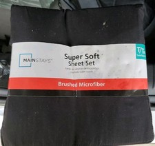 Mainstays Super Soft Brushed Microfiber Bed Sheet Set, Black Twin XL