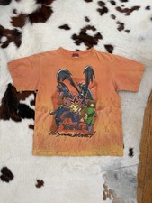 Vintage 90s Early Y2K Orange Yu-Gi-Oh T-Shirt - size Youth L