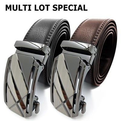Genuine Leather Mens Ratchet Belt Belts For Man Adjustable Automatic Buckle