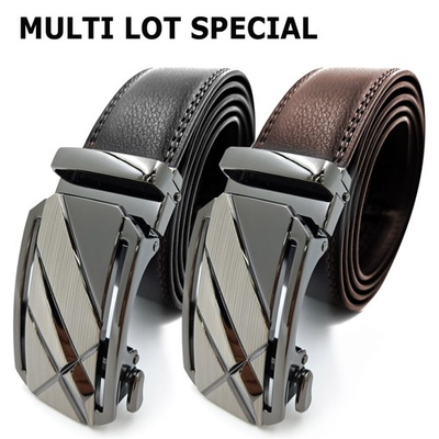 #ad Genuine Leather Mens Ratchet Belt Belts For Man Adjustable Automatic Buckle $13.95