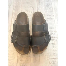 Birkenstock Arizona Black Leather Strap Sandals Women's Comfort EU 38 US 7-7.5