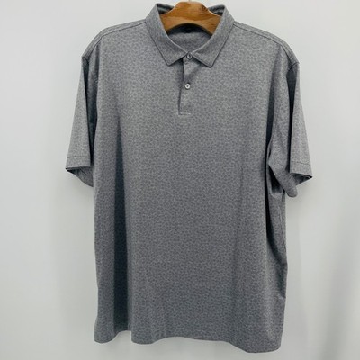 Peter Millar Crown Crafted Men's XXL Grey Star Pattern Short Sleeve Polo Shirt