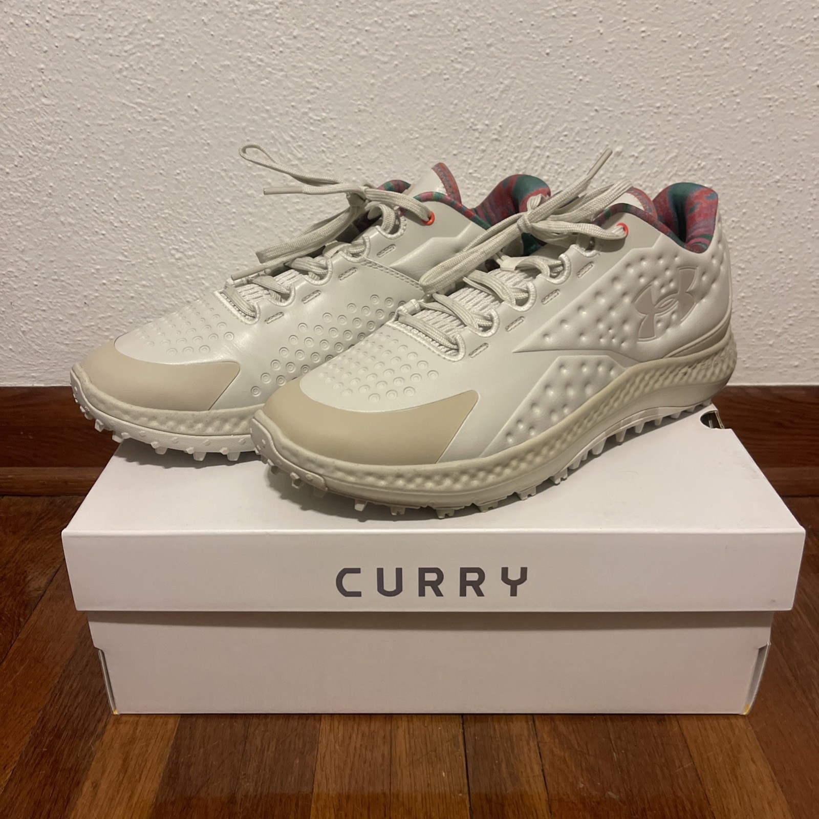 NEW Under Armour Curry 1 Golf Shoes ~ Summit White & Sandstorm ~ US Men's 11