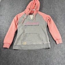 Indian Motorcycle sweatshirt women's medium hoodie gray peach v-neck cotton poly
