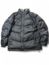 Vintage Nike Puffer Black Jacket Center Swoosh XL X-Large Y2K
