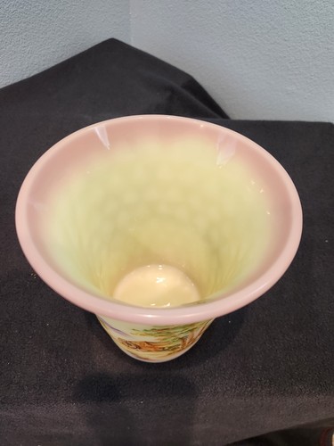 FENTON BELLISSIMO VASO SCENA AUTUNNALE COUNTRY VETRO BIRMANO FIRMATO DA 9 FENTONS - Foto 2 di 8