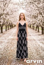 Miss Avenue Black and White Floral Print Maxi Dress