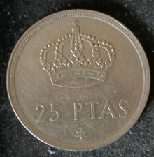 [1695] Spain 25 Pesetas Coin dated 1975 (1978) in Copper Nickel KM#808