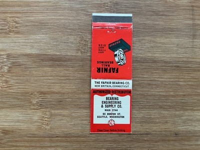 Vintage Matchbook Cover: Bearing Engineering & Supply, Seattle, WA