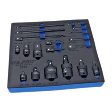 US PRO 20pc Impact Socket Adaptor Set In EVA Foam Swivel Joint Step Up/Down Ext